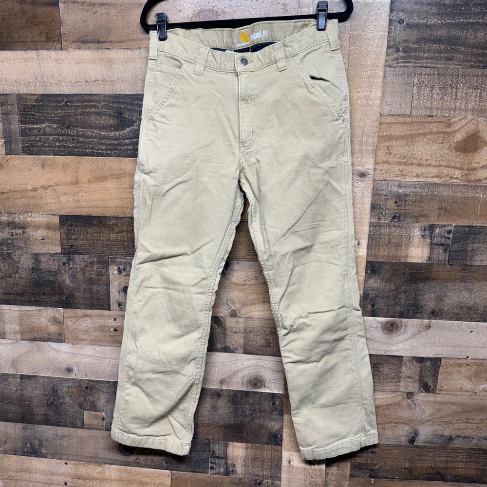 Carhartt Relaxed Fit Canvas Work Pants Men's 32 Tan Carpenter Utility Trousers